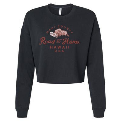 Hawaii Maui Road To Hana Vintage Hawaiian Floral Gift Cropped Pullover Crew