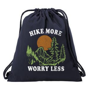 Hike More Retro Outdoors Camping Less Worry Nature Hiking Funny Gift Drawstring Bag