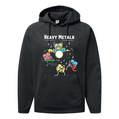 Heavy Metals Rock Chemistry Physics Periodic Table Of Elements Performance Fleece Hoodie