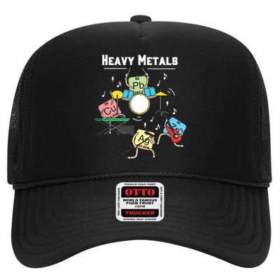 Heavy Metals Rock Chemistry Physics Periodic Table Of Elements High Crown Mesh Back Trucker Hat