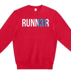 Half Marathon Runner Gift 131 Runner Premium Crewneck Sweatshirt