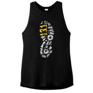 Half Marathon Runner Marathoner Gift 131 Shoe Imprint Ladies PosiCharge Tri-Blend Wicking Tank