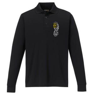 Half Marathon Runner Marathoner Gift 131 Shoe Imprint Performance Long Sleeve Polo