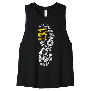 Half Marathon Runner Marathoner Gift 131 Shoe Imprint Women's Racerback Cropped Tank