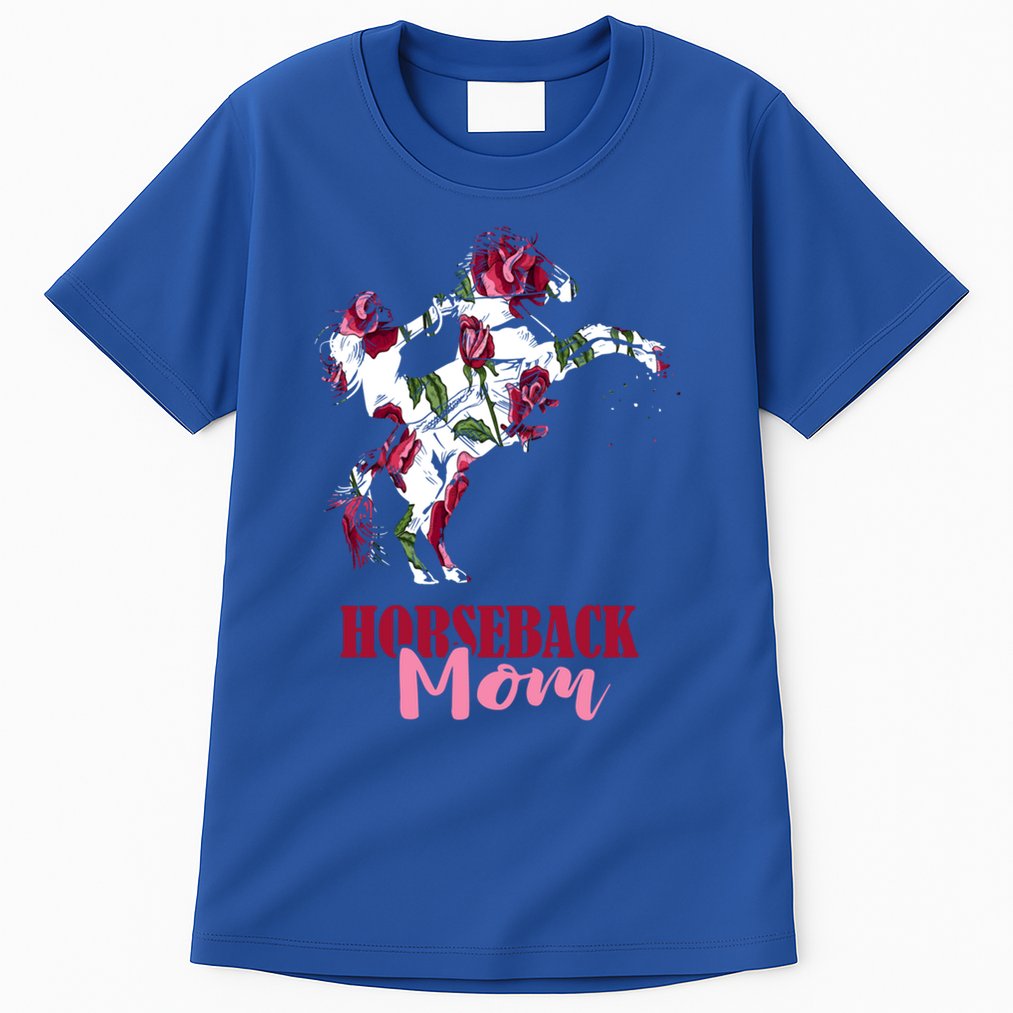 Horseback Mom Rose Horseback Riding Equestrian Rider Great Gift Tall T-Shirt