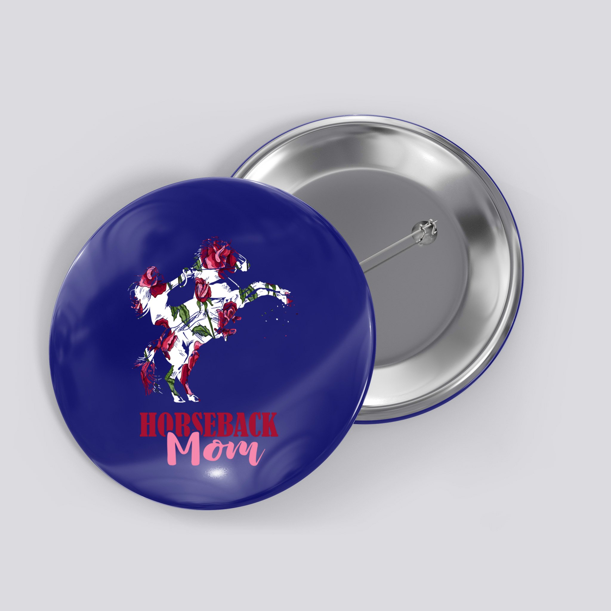 Horseback Mom Rose Horseback Riding Equestrian Rider Great Gift Button