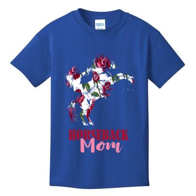 Horseback Mom Rose Horseback Riding Equestrian Rider Great Gift Kids T-Shirt