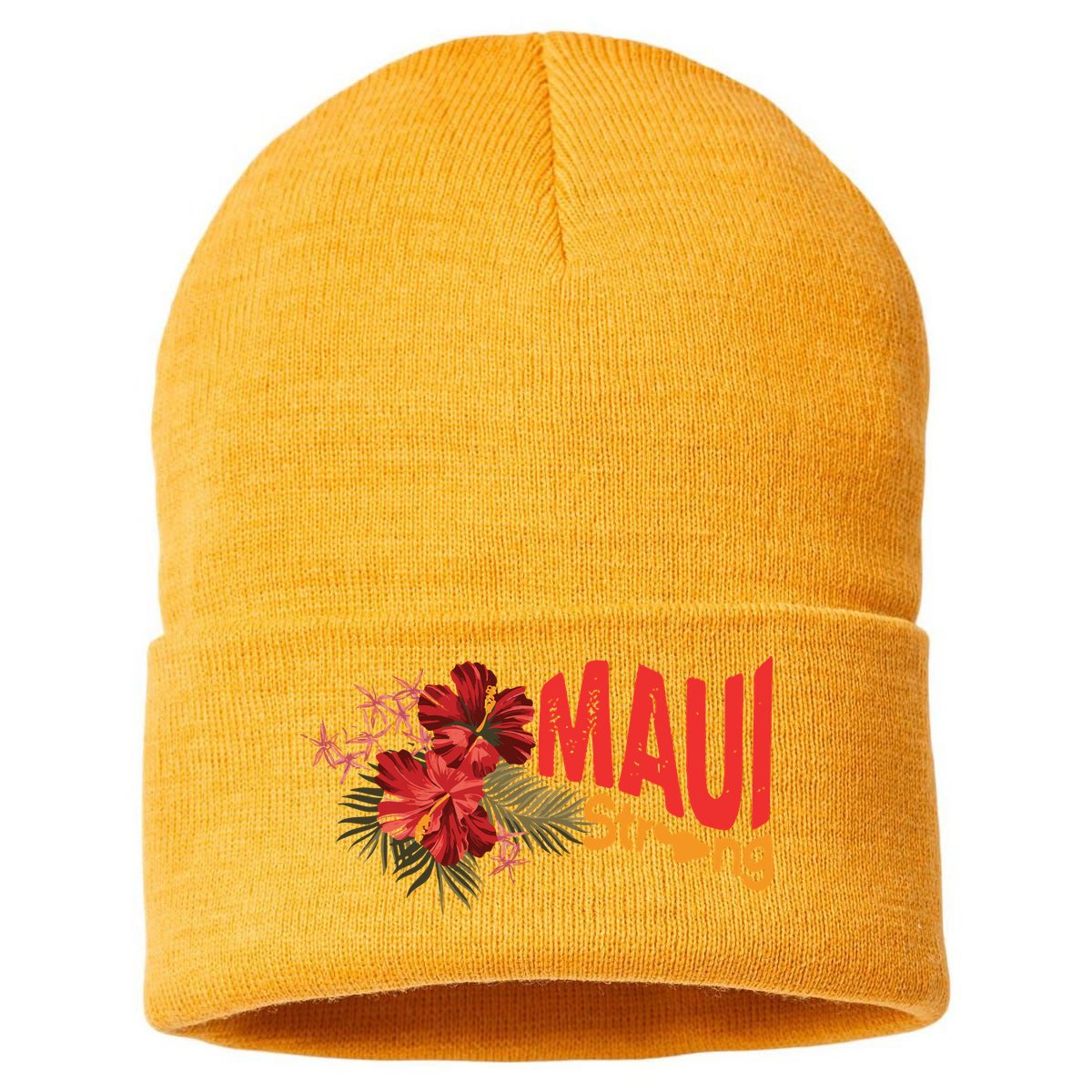 Hibiscus Maui Strong Hawaii Strong Ikaika Maui Strong Sustainable Knit Beanie