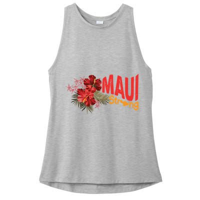 Hibiscus Maui Strong Hawaii Strong Ikaika Maui Strong Ladies PosiCharge Tri-Blend Wicking Tank