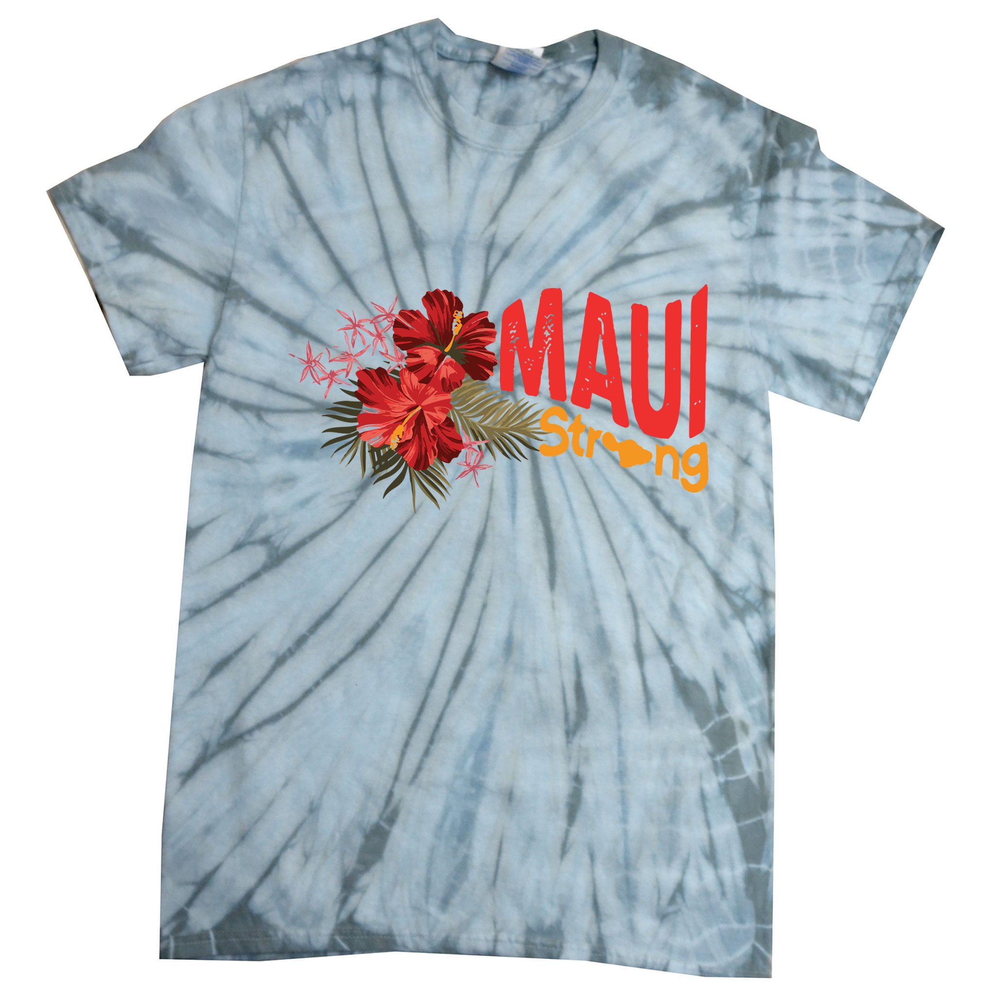 Hibiscus Maui Strong Hawaii Strong Ikaika Maui Strong Tie-Dye T-Shirt