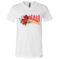 Hibiscus Maui Strong Hawaii Strong Ikaika Maui Strong V-Neck T-Shirt