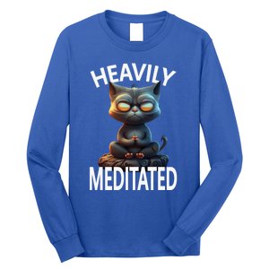 Heavily Meditated Spiritual Zen Cat Namaste Yoga Meditation Gift Long Sleeve Shirt