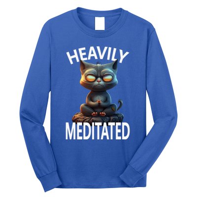 Heavily Meditated Spiritual Zen Cat Namaste Yoga Meditation Gift Long Sleeve Shirt