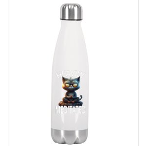 Heavily Meditated Spiritual Zen Cat Namaste Yoga Meditation Gift Stainless Steel Insulated Water Bottle