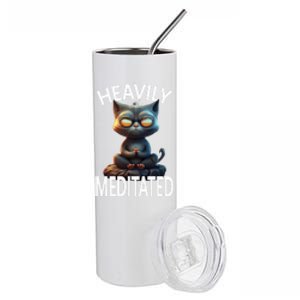 Heavily Meditated Spiritual Zen Cat Namaste Yoga Meditation Gift Stainless Steel Tumbler