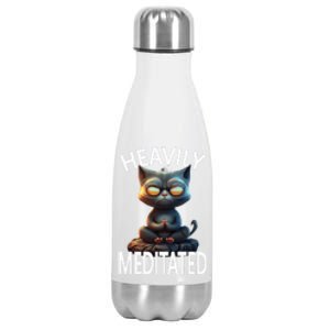 Heavily Meditated Spiritual Zen Cat Namaste Yoga Meditation Gift Stainless Steel Insulated Water Bottle