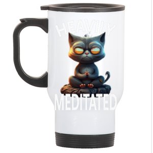 Heavily Meditated Spiritual Zen Cat Namaste Yoga Meditation Gift Stainless Steel Travel Mug