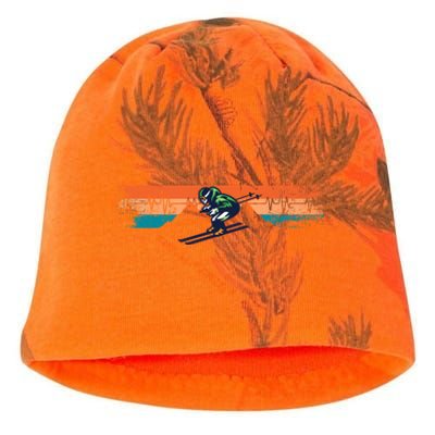 Heartbeat Mountains Skiing Skiing Pulse Ski Vacation Gift For Skiers Kati - Camo Knit Beanie