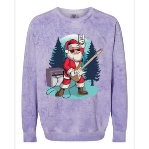 Heavy Metal Santa With Guitar And Sunglasses Christmas Classic Colorblast Crewneck Sweatshirt