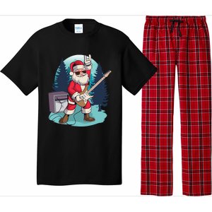 Heavy Metal Santa With Guitar And Sunglasses Christmas Classic Pajama Set