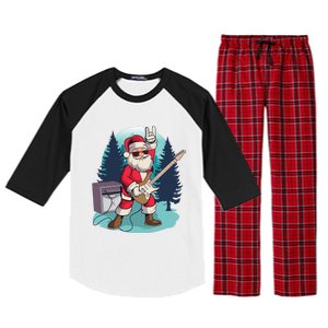 Heavy Metal Santa With Guitar And Sunglasses Christmas Classic Raglan Sleeve Pajama Set