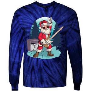 Heavy Metal Santa With Guitar And Sunglasses Christmas Classic Tie-Dye Long Sleeve Shirt