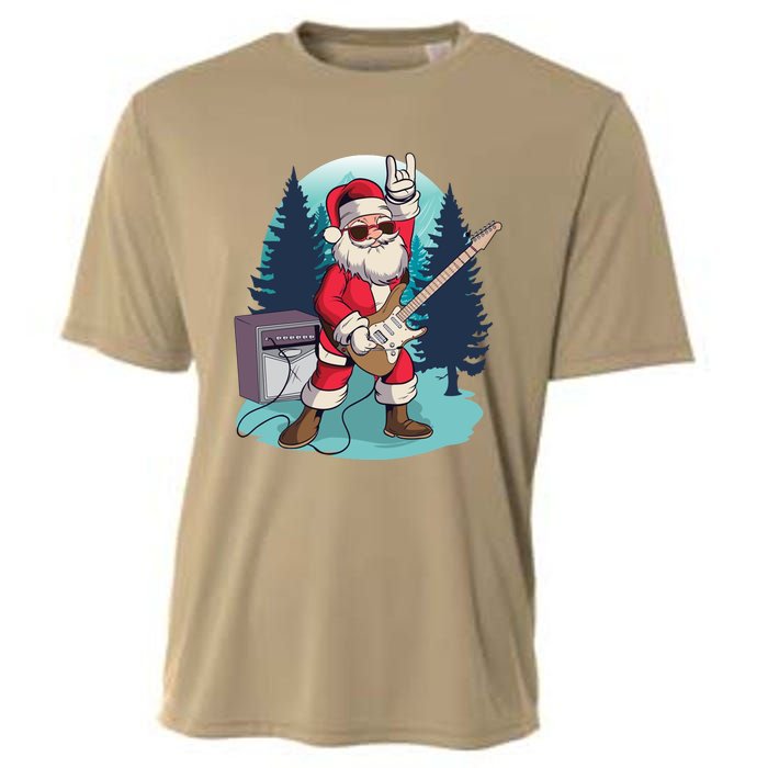 Heavy Metal Santa With Guitar And Sunglasses Christmas Classic Cooling Performance Crew T-Shirt