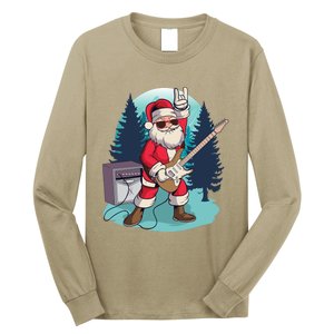 Heavy Metal Santa With Guitar And Sunglasses Christmas Classic Long Sleeve Shirt