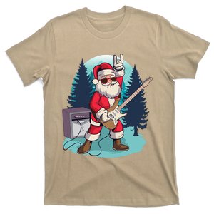 Heavy Metal Santa With Guitar And Sunglasses Christmas Classic T-Shirt