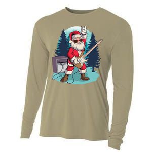 Heavy Metal Santa With Guitar And Sunglasses Christmas Classic Cooling Performance Long Sleeve Crew