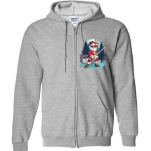 Heavy Metal Santa With Guitar And Sunglasses Christmas Classic Full Zip Hoodie