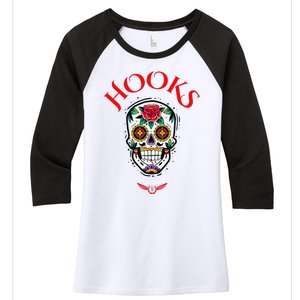 Hooks Mexican Skull Women's Tri-Blend 3/4-Sleeve Raglan Shirt