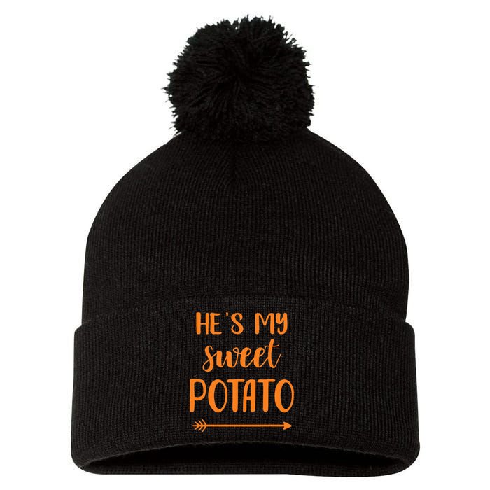 HeS My Sweet Potato For Matching Couple Thanksgiving Pom Pom 12in Knit Beanie