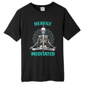 Heavily Meditated Skeleton Funny Yoga Meditation Pun Cool Gift Tall Fusion ChromaSoft Performance T-Shirt