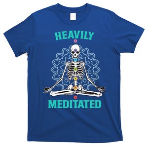 Heavily Meditated Skeleton Funny Yoga Meditation Pun Cool Gift T-Shirt