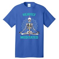 Heavily Meditated Skeleton Funny Yoga Meditation Pun Cool Gift Tall T-Shirt