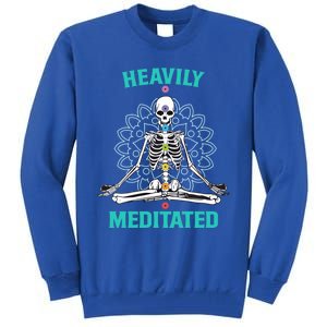 Heavily Meditated Skeleton Funny Yoga Meditation Pun Cool Gift Tall Sweatshirt