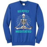 Heavily Meditated Skeleton Funny Yoga Meditation Pun Cool Gift Tall Sweatshirt