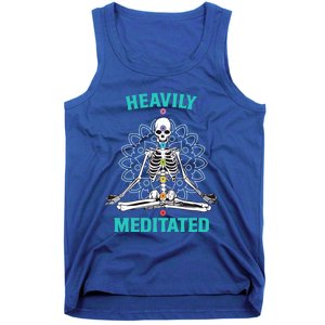 Heavily Meditated Skeleton Funny Yoga Meditation Pun Cool Gift Tank Top