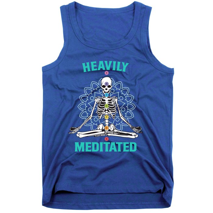 Heavily Meditated Skeleton Funny Yoga Meditation Pun Cool Gift Tank Top