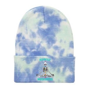 Heavily Meditated Skeleton Funny Yoga Meditation Pun Cool Gift Tie Dye 12in Knit Beanie