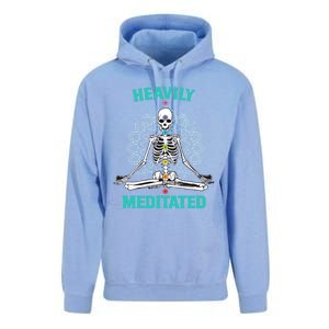 Heavily Meditated Skeleton Funny Yoga Meditation Pun Cool Gift Unisex Surf Hoodie