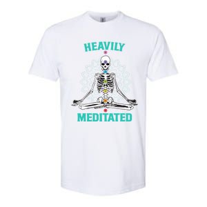 Heavily Meditated Skeleton Funny Yoga Meditation Pun Cool Gift Softstyle CVC T-Shirt