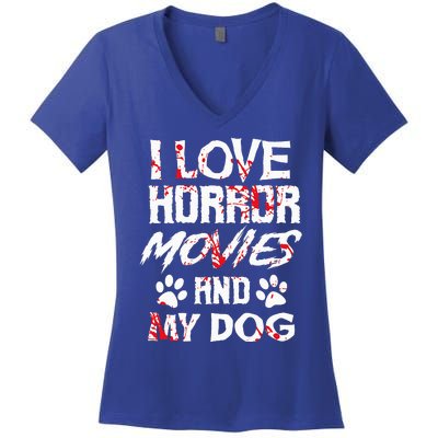 Horror Movies Scary Film Lovers Halloween Fans Thriller Women's V-Neck T-Shirt