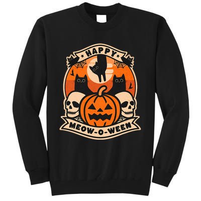 Happy Meowoween Scary Halloween Shirts Tall Sweatshirt