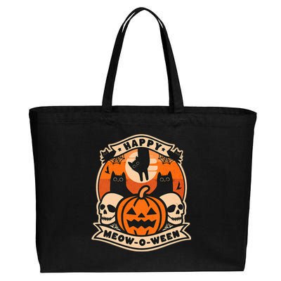 Happy Meowoween Scary Halloween Shirts Cotton Canvas Jumbo Tote