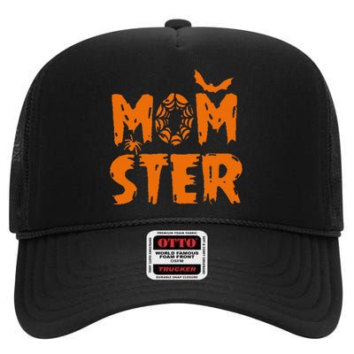 Halloween Momster Spider Bat Casual Mom Ster High Crown Mesh Back Trucker Hat