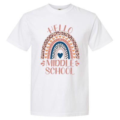 Hello Middle School Teacher Back To School Garment-Dyed Heavyweight T-Shirt