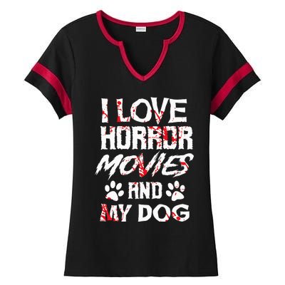 Horror Movies Scary Film Lovers Halloween Fans Thriller Ladies Halftime Notch Neck Tee