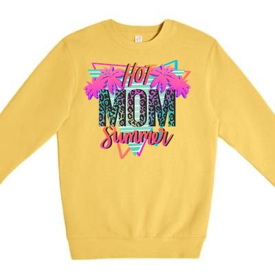 Hot Mom Summer Palms Tree Vintage Leopard Hot Mom Summer Premium Crewneck Sweatshirt